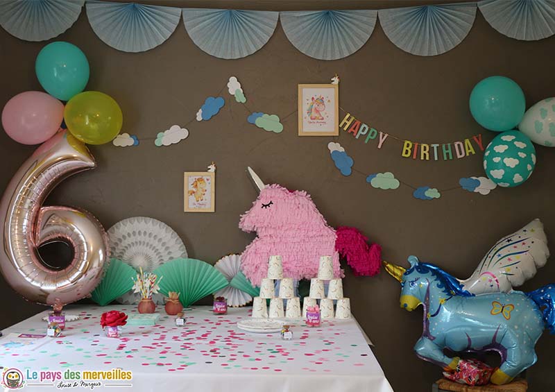 Anniversaire licorne pour la fête d'anniversaire de ses 6 ans