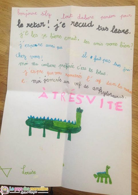 Lettre écrite par un enfant de 6 ans